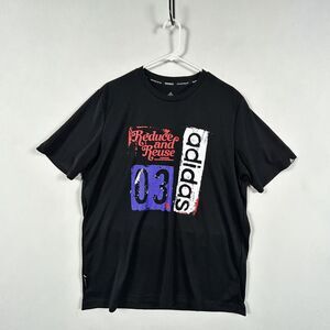 Adidas Primeblue Large Black Short Sleeve Crew-Neck T-Shirt Reduce and Reuse